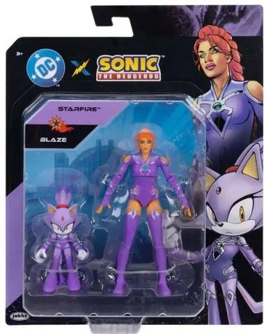 Figurine articulée Jakks Pacific DC Comics x Sonic the Hedgehog 6 cm Blaze the Cat and 13 cm Starfire Pack de 2