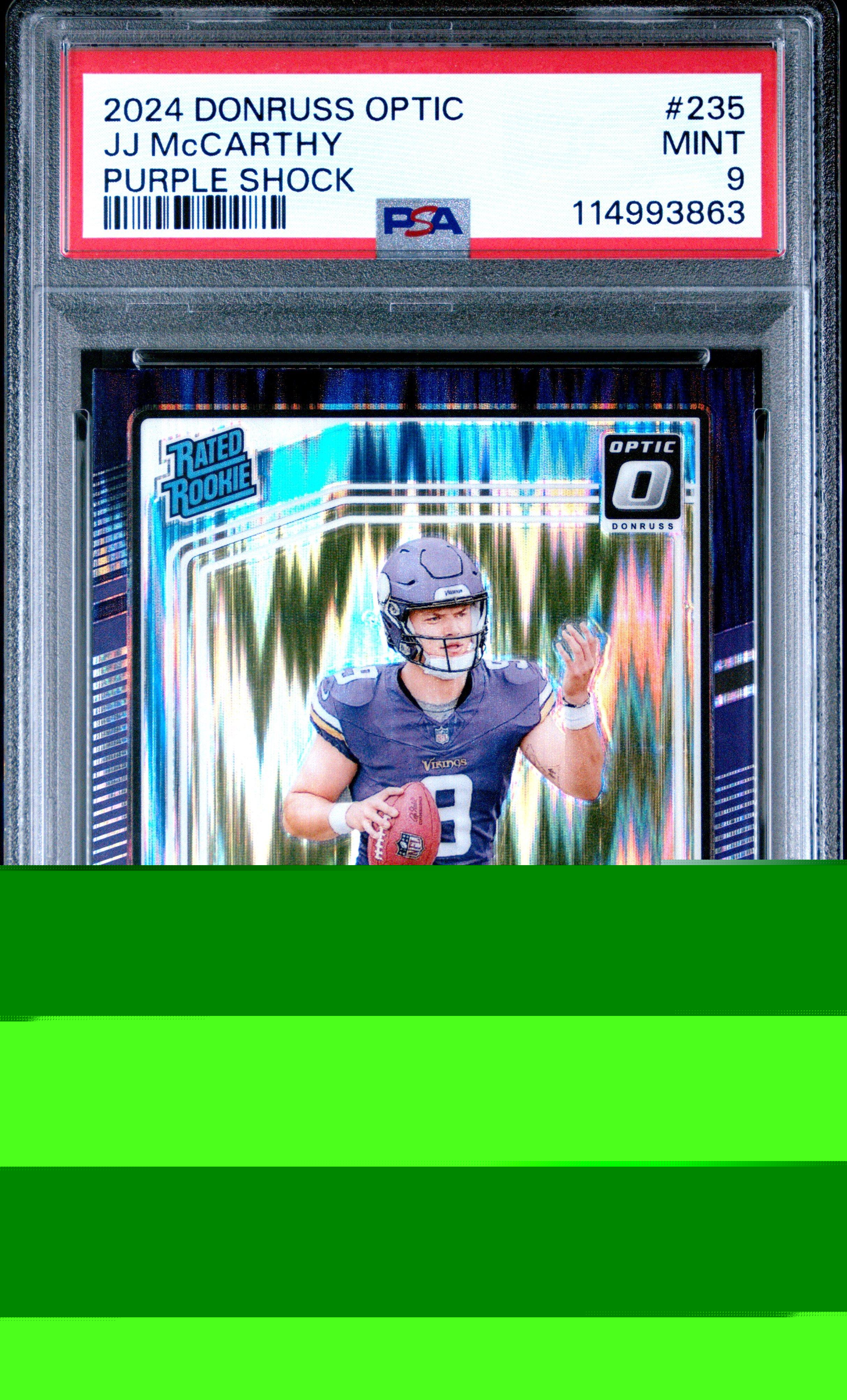 2024 Panini Donruss Optic 235 Jj Mccarthy Purple Shock PSA 9
